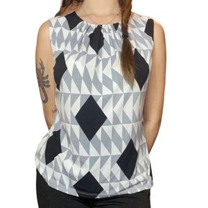 Calvin Klein Womens Tank Blouse, Size Medium Black and White Silky Top Classy